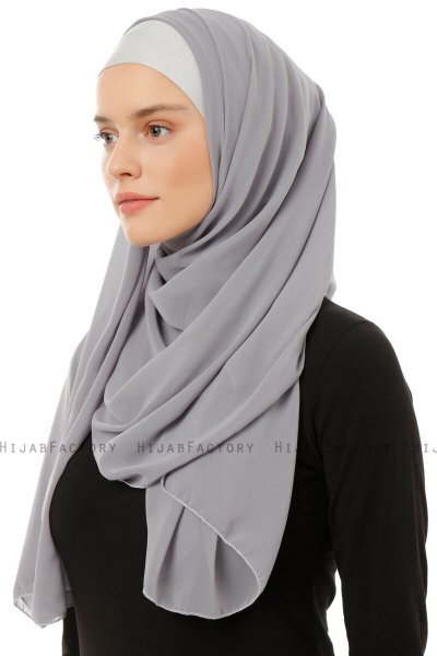 Alara Plain - Dark Grey One Piece Chiffon Hijab