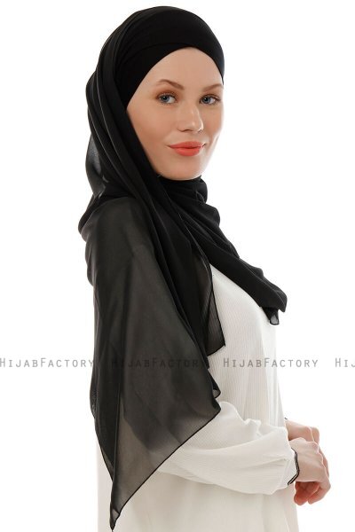 Alara Cross - Black One Piece Chiffon Hijab