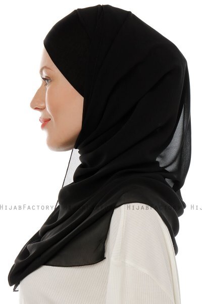 Alara Cross - Black One Piece Chiffon Hijab