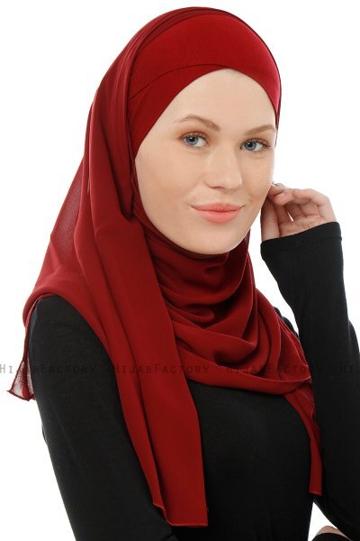 Alara Cross - Bordeaux One Piece Chiffon Hijab