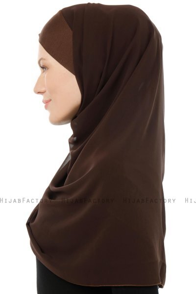 Alara Cross - Brown One Piece Chiffon Hijab