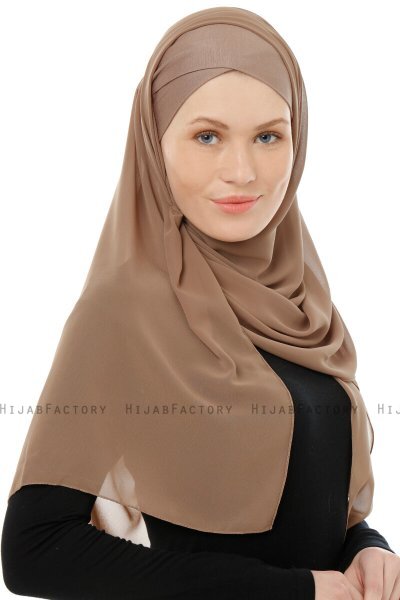 Alara Cross - Dark Taupe One Piece Chiffon Hijab