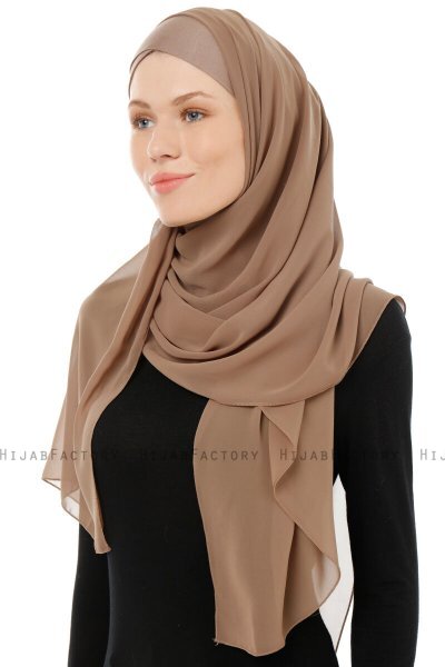 Alara Cross - Dark Taupe One Piece Chiffon Hijab