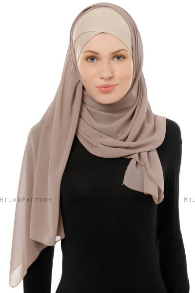 Alara Cross - Light Taupe One Piece Chiffon Hijab