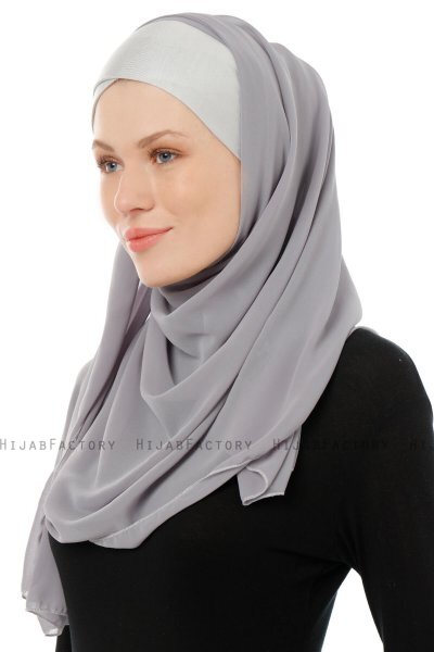 Alara Cross - Dark Grey One Piece Chiffon Hijab
