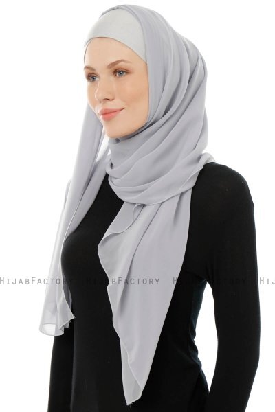 Alara Cross - Light Grey One Piece Chiffon Hijab