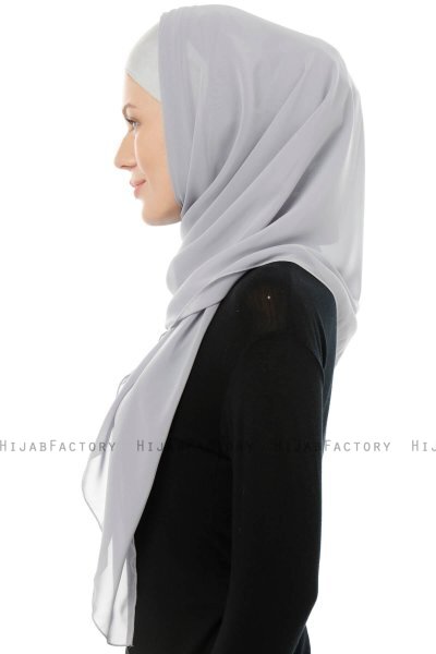 Alara Cross - Light Grey One Piece Chiffon Hijab