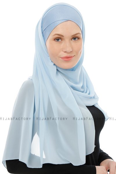 Alara Cross - Light Blue One Piece Chiffon Hijab