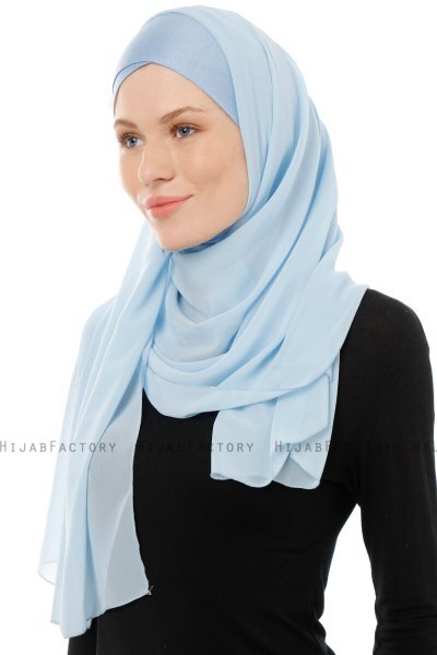 Alara Cross - Light Blue One Piece Chiffon Hijab