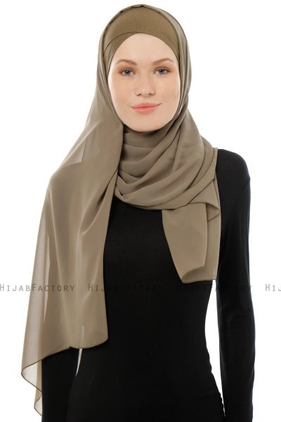Alara Cross - Olive One Piece Chiffon Hijab