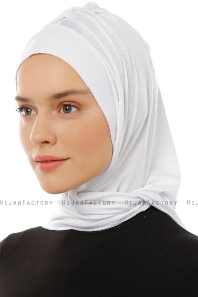 Isra Plain - White One-Piece Viskos Hijab