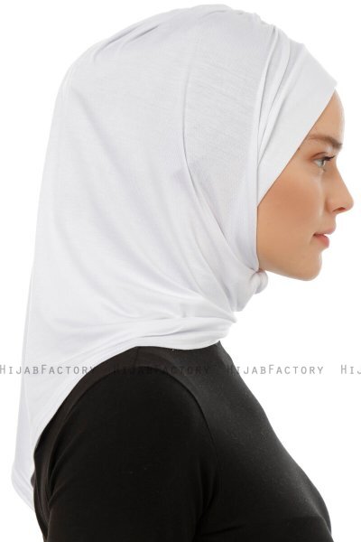 Isra Plain - White One-Piece Viskos Hijab