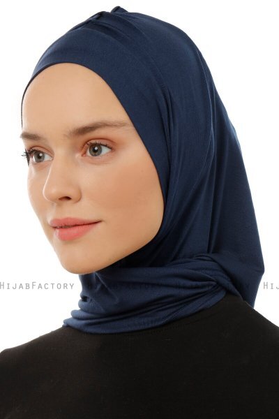 Isra Plain - Navy Blue One-Piece Viskos Hijab