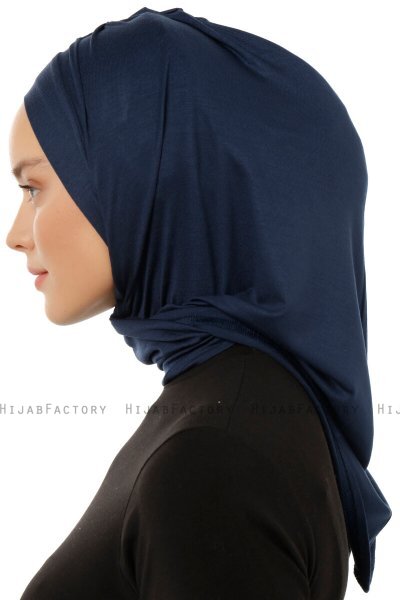 Isra Plain - Navy Blue One-Piece Viskos Hijab