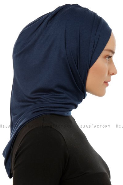 Isra Plain - Navy Blue One-Piece Viskos Hijab