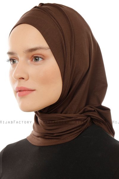 Isra Plain - Brown One-Piece Viskos Hijab