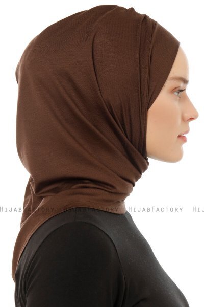Isra Plain - Brown One-Piece Viskos Hijab