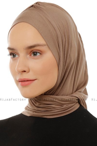 Isra Plain - Dark Taupe One-Piece Viskos Hijab