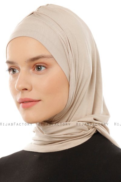 Isra Plain - Light Taupe One-Piece Viskos Hijab
