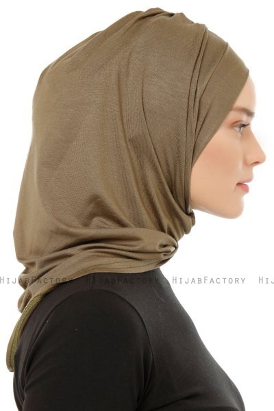 Isra Plain - Khaki One-Piece Viskos Hijab