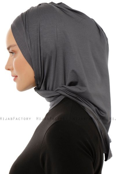 Isra Plain - Dark Grey One-Piece Viskos Hijab