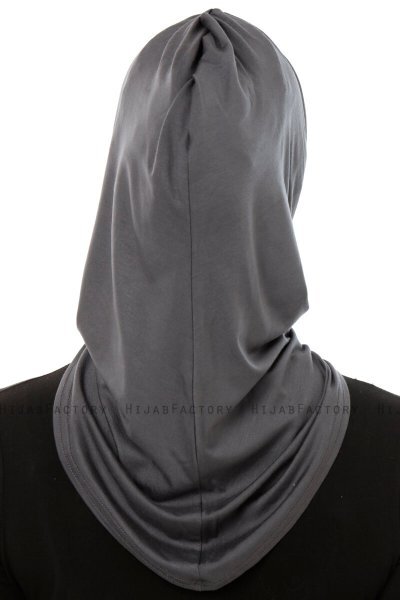 Isra Plain - Dark Grey One-Piece Viskos Hijab