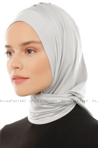 Isra Plain - Light Grey One-Piece Viskos Hijab