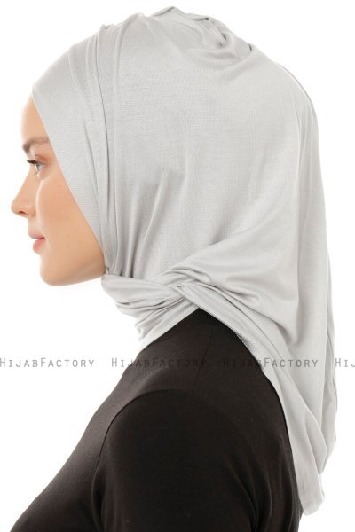 Isra Plain - Light Grey One-Piece Viskos Hijab