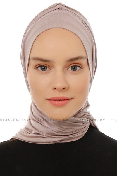 Isra Plain - Stone Grey One-Piece Viskos Hijab