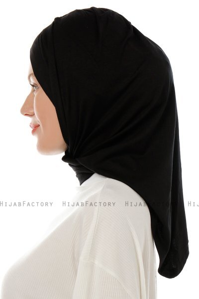 Isra Cross - Black One-Piece Viskos Hijab