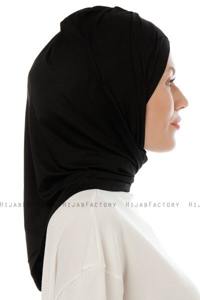 Isra Cross - Black One-Piece Viskos Hijab
