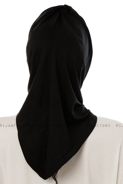 Isra Cross - Black One-Piece Viskos Hijab