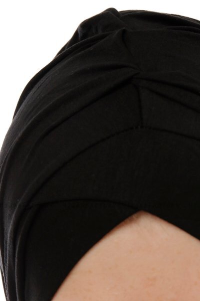 Isra Cross - Black One-Piece Viskos Hijab
