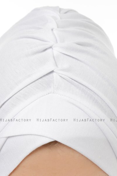 Isra Cross - White One-Piece Viskos Hijab