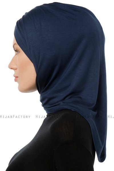 Isra Cross - Navy Blue One-Piece Viskos Hijab