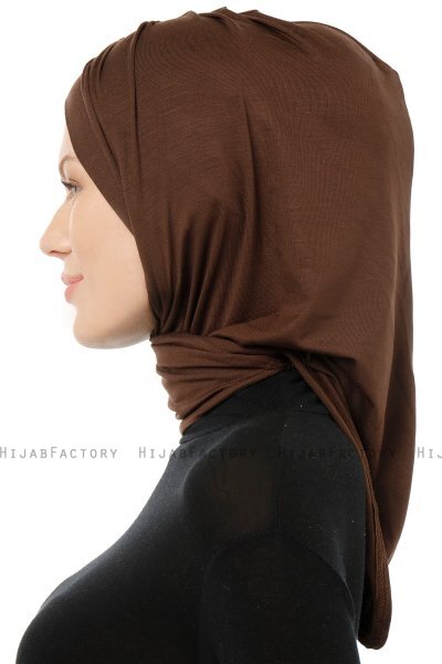 Isra Cross - Brown One-Piece Viskos Hijab