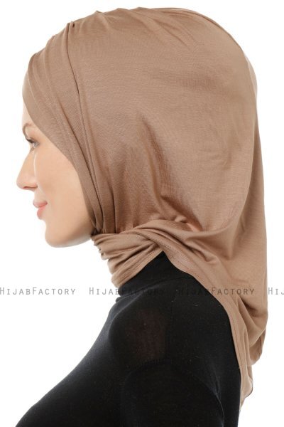 Isra Cross - Dark Taupe One-Piece Viskos Hijab