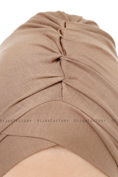 Isra Cross - Dark Taupe One-Piece Viskos Hijab
