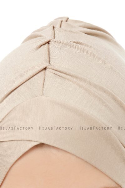 Isra Cross - Light Taupe One-Piece Viskos Hijab