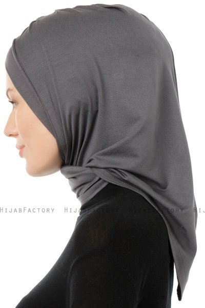 Isra Cross - Dark Grey One-Piece Viskos Hijab