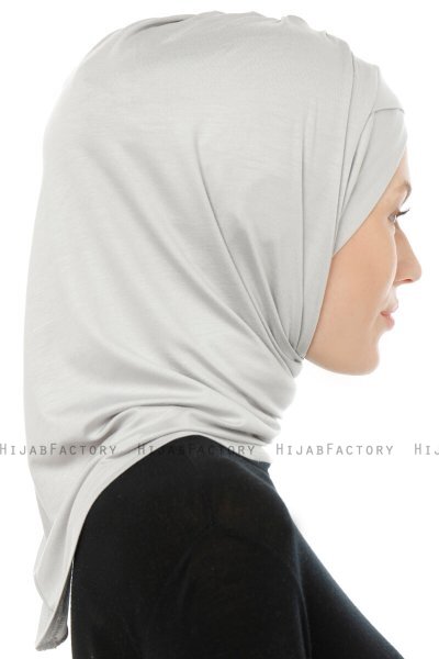 Isra Cross - Light Grey One-Piece Viskos Hijab