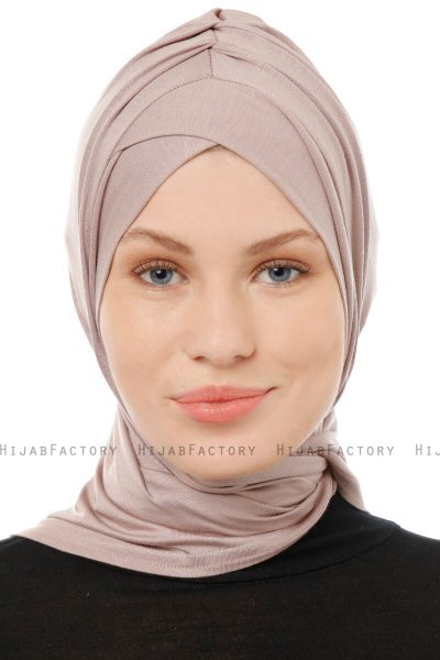Isra Cross - Stone Grey One-Piece Viskos Hijab