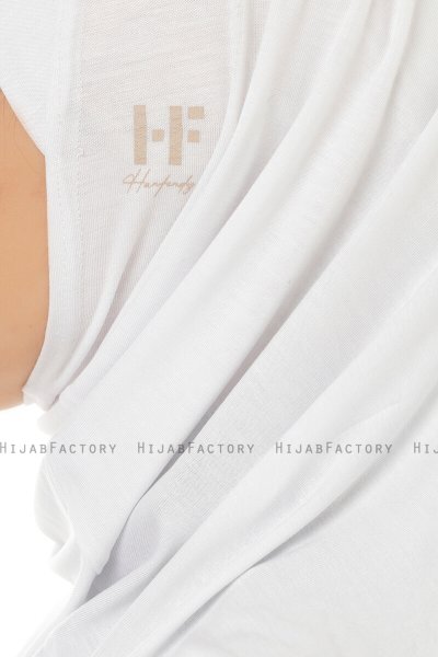 Hanfendy Plain Logo - White One-Piece Hijab