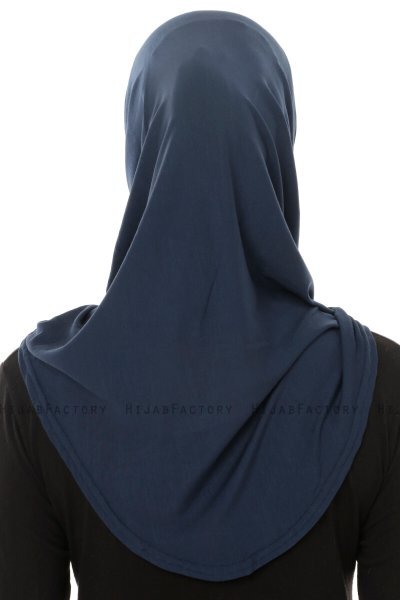 Hanfendy Plain Logo - Navy Blue One-Piece Hijab