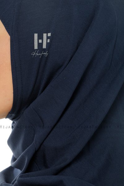 Hanfendy Plain Logo - Navy Blue One-Piece Hijab