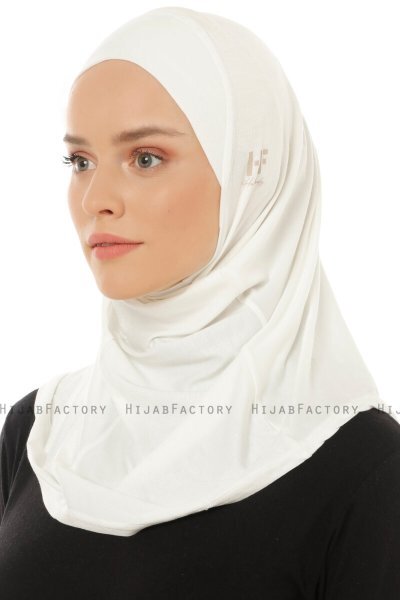 Hanfendy Plain Logo - Creme One-Piece Hijab