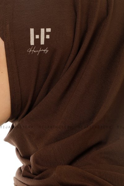 Hanfendy Plain Logo - Brown One-Piece Hijab