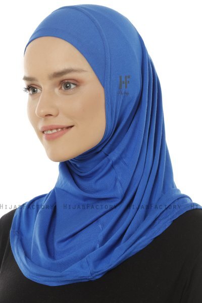 Hanfendy Plain Logo - Blue One-Piece Hijab