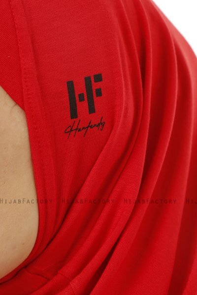Hanfendy Plain Logo - Red One-Piece Hijab