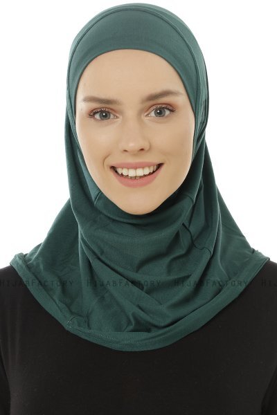 Hanfendy Plain Logo - Dark Green One-Piece Hijab